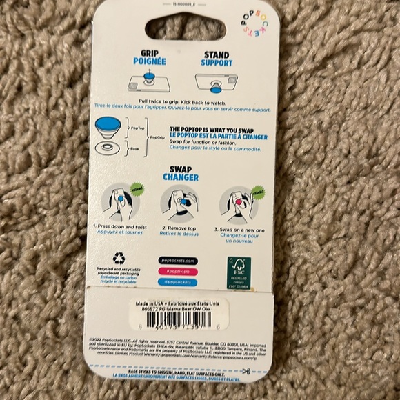 Mama Bear PopSockets Single Grip & Stand Phone Holder Pink Flowers - Picture 2 of 5